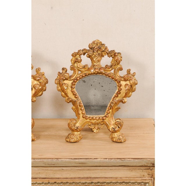 19th Century Italian Rococo Gilt Wood Mirror Decorations - A Pair For Sale In Atlanta - Image 6 of 11