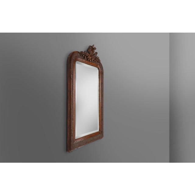 Wood Louis Philippe Mirror in Plaster and Wood with Handcrafted Decorations, France, 1890s For Sale - Image 7 of 12