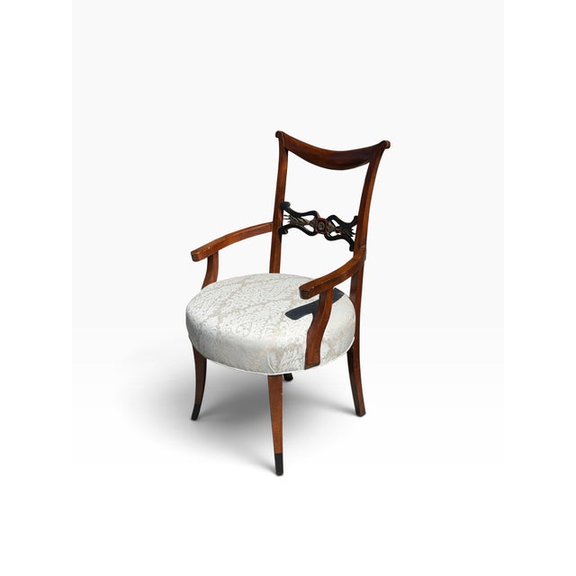 Antique Regency Style Mahogany & Ebony Arm Chairs For Sale - Image 4 of 6