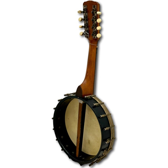 Oxblood Red Authentic American Antique Small 8 String Banjo Style Musical Instrument for Decoration - Circa Early 1900s For Sale - Image 8 of 18