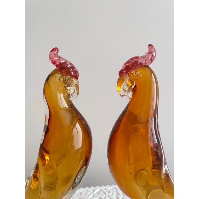 Murano 1960s Large Murano Glass Parrots- a Pair For Sale - Image 4 of 10