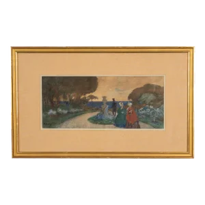 Impressionist Watercolor Gouache Figurative Landscape Painting by Pyotr Alexandrovich Nilus 1925