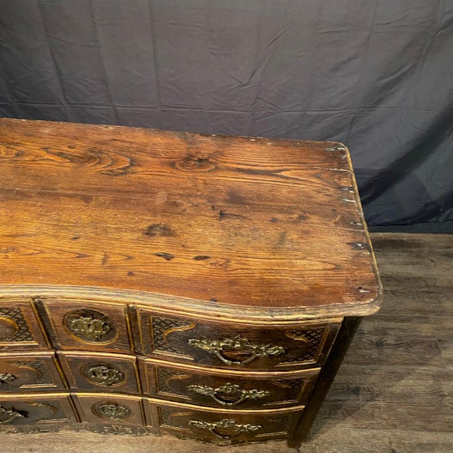 Wood Early 19th Century Highly Carved French Oak Chest of Drawers For Sale - Image 7 of 15