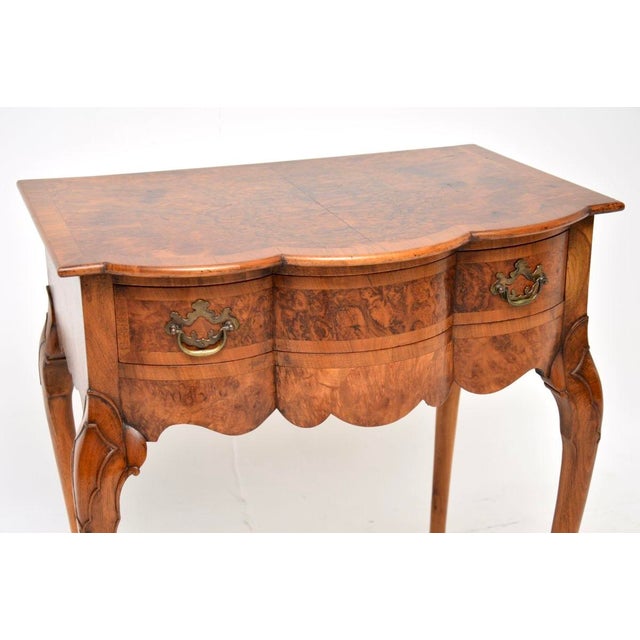 Brown Antique Console Table in Burr Walnut, 1900 For Sale - Image 8 of 11