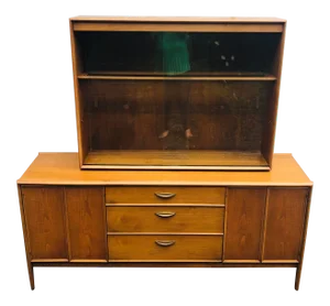 Vintage Drexel Parallel Collection Two Piece Display Hutch