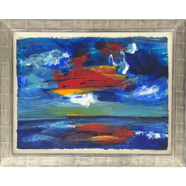 California Sunset - Blue, Red & Yellow Modern Abstract Landscape Seascape Art 1997 For Sale