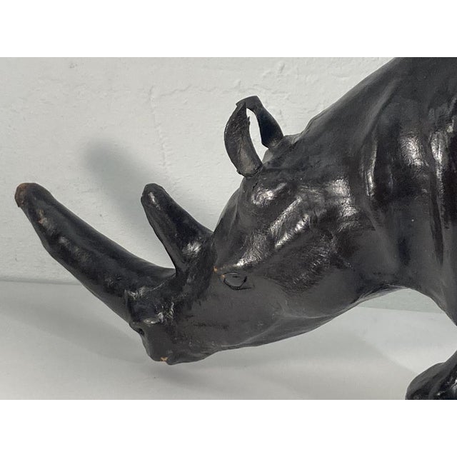 Black Mid-Century Leather Rhino Statue, England For Sale - Image 8 of 14