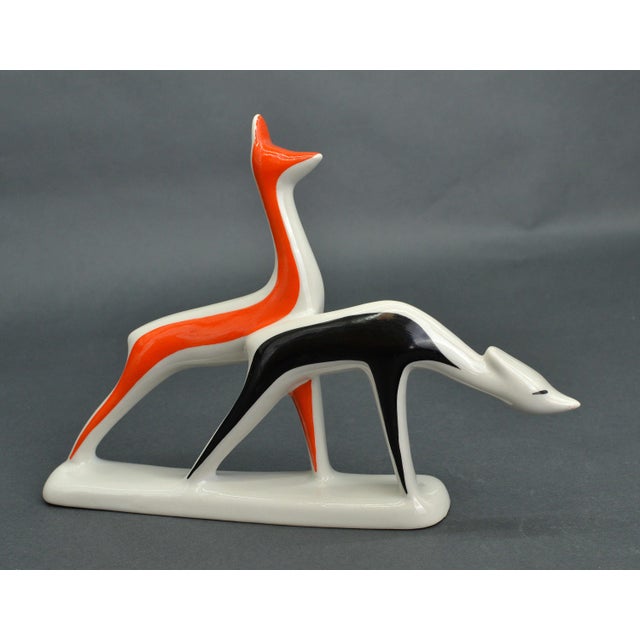 1960s Vintage Porcelain Deer Figurine by Levon Agadzhanyan for Riga Porcelain, 1963 For Sale - Image 5 of 7