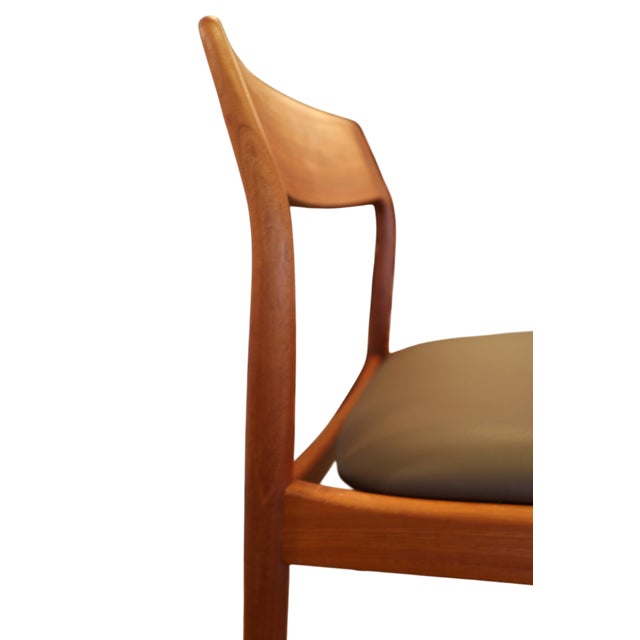 Wood Chairs in Teak and Leather by Henning Kjærnulf for KS Møbler, 1960s, Set of 4 For Sale - Image 7 of 17