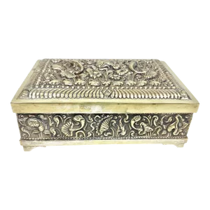 Vintage Repousse Metal and Wood Box