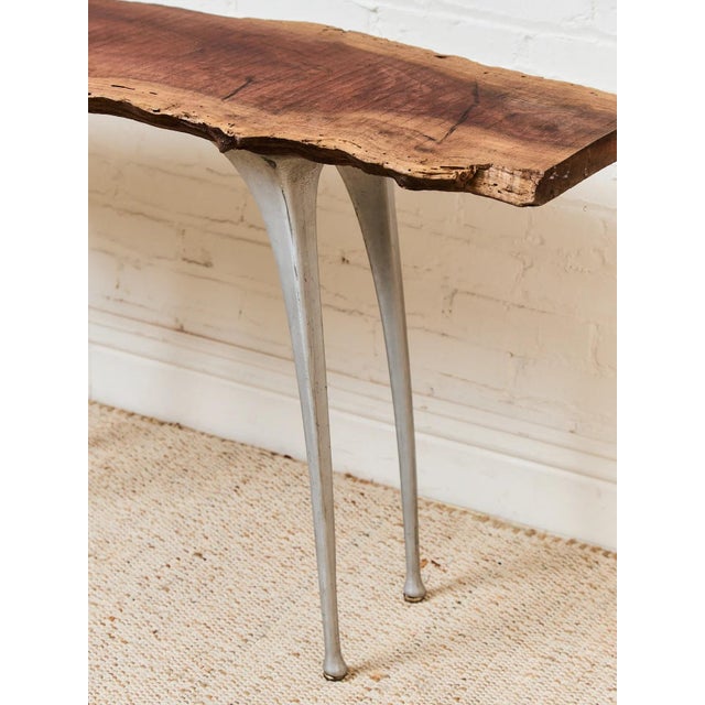French Vintage Live Edge Modernist Entry Table For Sale - Image 10 of 12