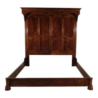 Henredon Standard King-Size Villandry French Half-Tester Flame Walnut Bedframe For Sale