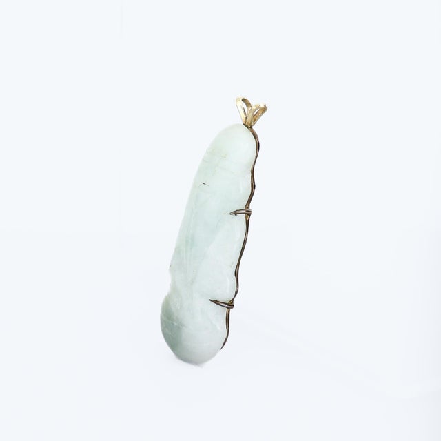 Vintage Chinese 14k Gold & Jadeite Pendant For Sale In Philadelphia - Image 6 of 13