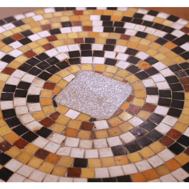 19th Century French Bistro Guéridon Table With Mosaic Top and Iron Base For Sale - Image 4 of 10