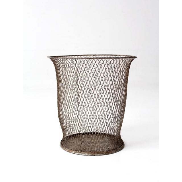 Antique Industrial Wire Wastebasket For Sale - Image 9 of 13