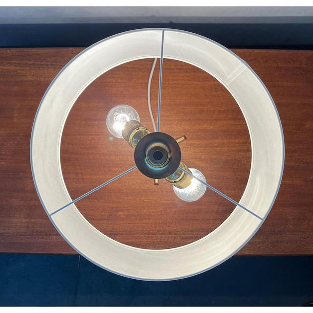 1960s Mid-Century Wood and Brass Tripod Table Lamp, 1960s For Sale - Image 5 of 18