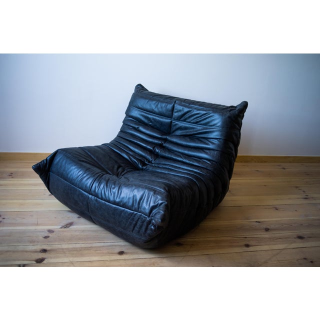 Black Togo Living Room Set in Dubai Leather by Michel Ducaroy for Ligne Roset, Set of 5 For Sale - Image 13 of 18