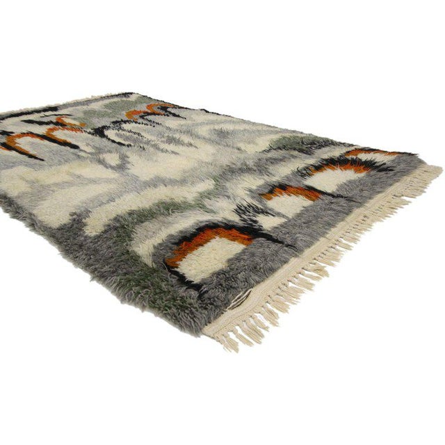 Vintage MidCentury Scandinavian Modern Style Rya Rug 3′3″ × 5