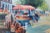Vintage Painting of a Market, Original Art, Unframed Painting on Canvas Board, Signed For Sale - Image 6 of 9