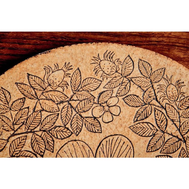 Ceramic Plaque with Flower Motive attributed to Roger Capron, France, 1970s For Sale - Image 3 of 9