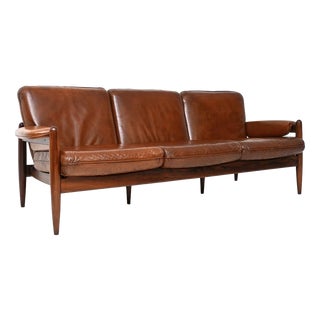 Vintage Danish Leather Sofa, 1960 For Sale