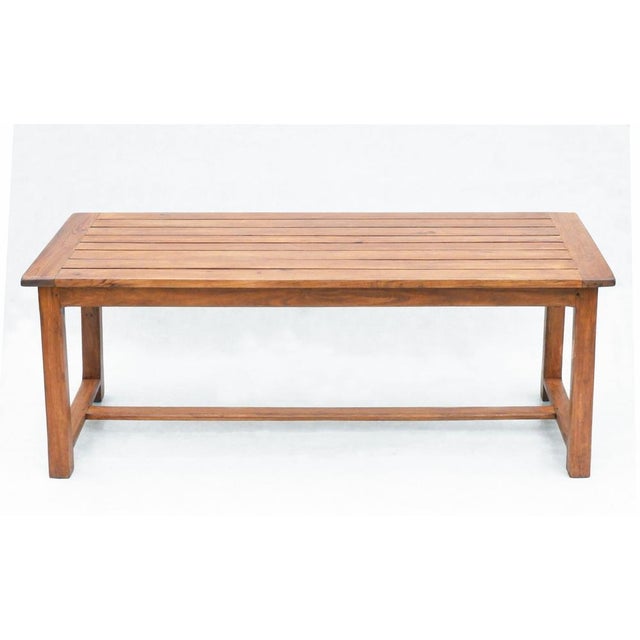 Vintage French Provincial Slatted Pine Outside Dining Table, 1980 For Sale - Image 6 of 8