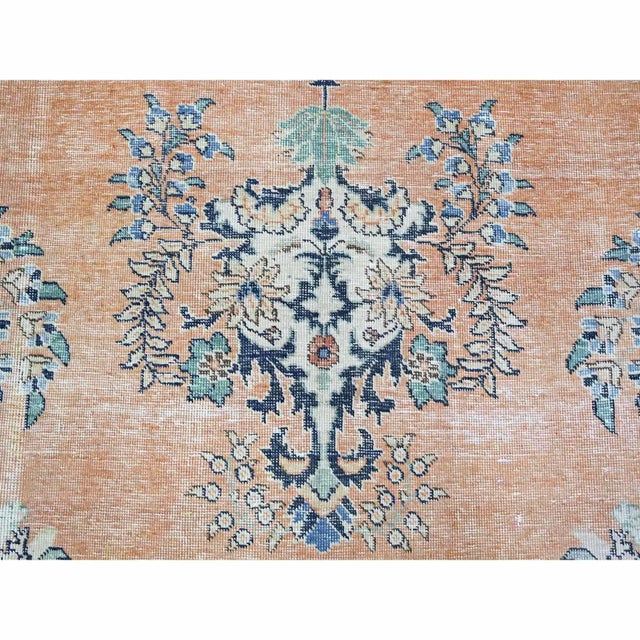 1960 12'2"x15'2" Orange Pure Wool Hand Knotted Vintage Tabriz Oversized Oriental Rug For Sale - Image 12 of 12