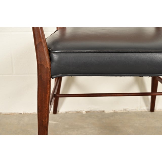 Paul McCobb for Directional Mid-Century Modern Sculpted Walnut Cane Back Armchairs, Pair For Sale - Image 9 of 13