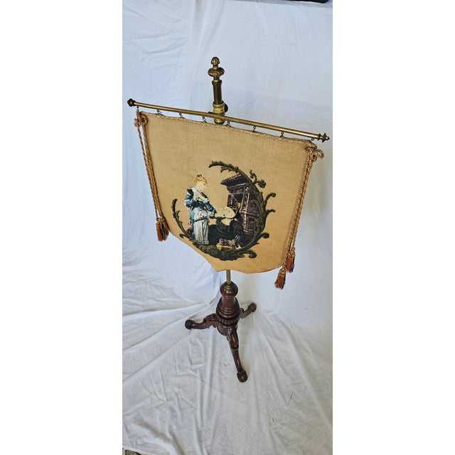 Antique Regency English Walnut Beaded Tapestry Pole Stand For Sale - Image 4 of 12
