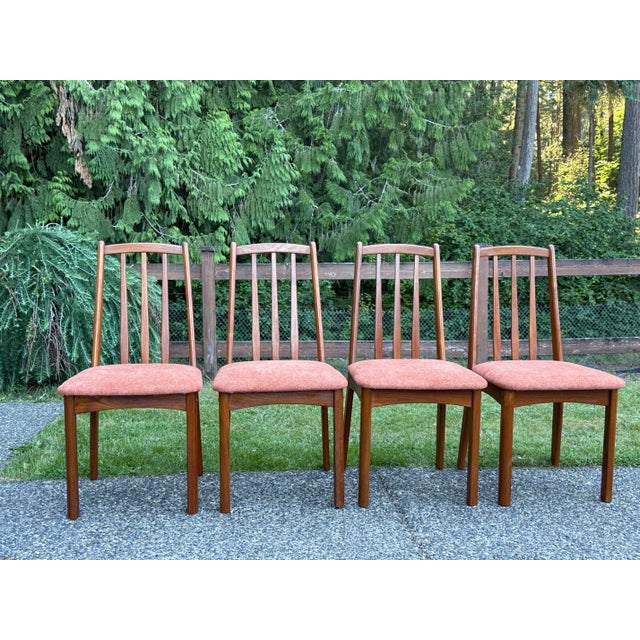 Mid-Century Modern 1980s Koda Woodcraft Danish Modern Teak Slat Back Side Dining Chairs -4 For Sale - Image 3 of 8