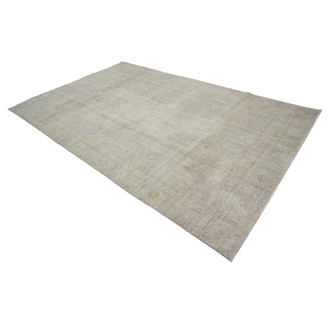 1960s Vintage Distressed Washed Out Rug- 6′8″ × 10′8″ For Sale - Image 4 of 7