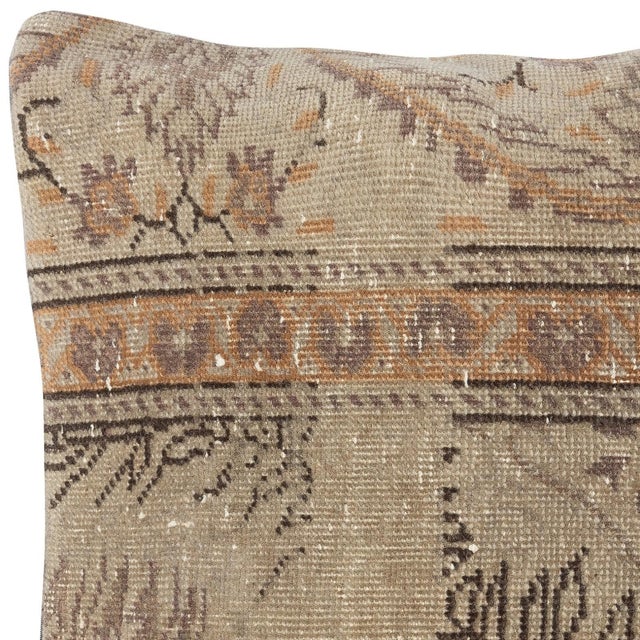 Traditional 16"x16" Authentic Turkish Cushion Cover. Handknotted Rug Pillow. Accent Pillow For Sale - Image 3 of 4