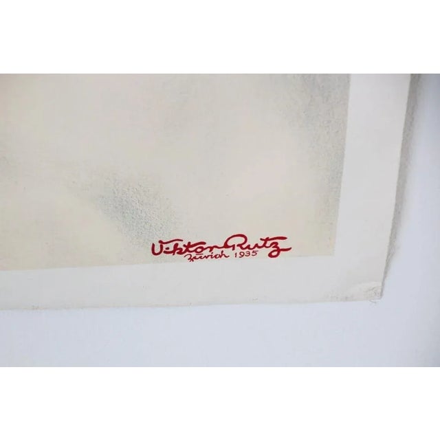 Paper Vintage Poster Swiss Schaffhauser Wolle Wool Yarn Knitting 1935 For Sale - Image 7 of 12