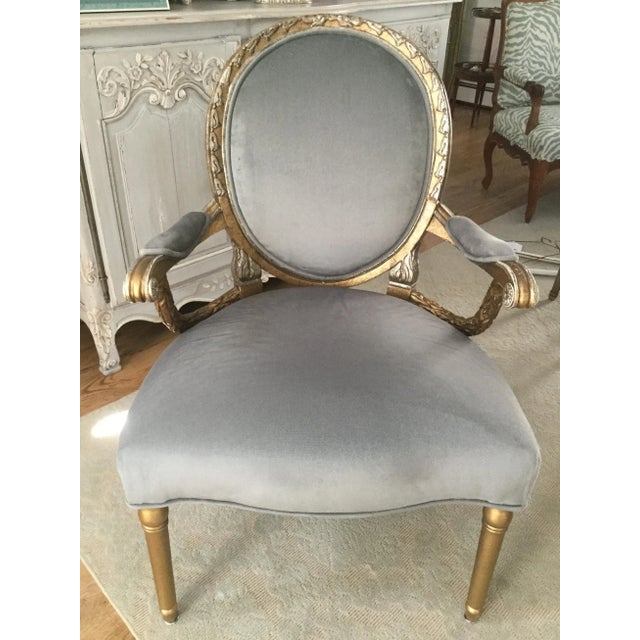 Vintage Hollywood Regency Silver & Gold Upholstered Armchair For Sale - Image 10 of 10