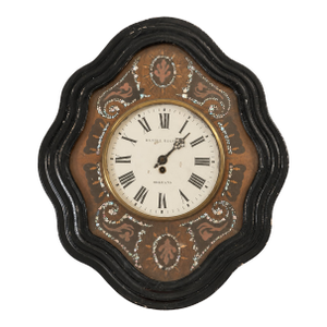 19th Century French Cartel Wall Clock, Mother-of-Pearl Inlay, Raison & Thomas Movement