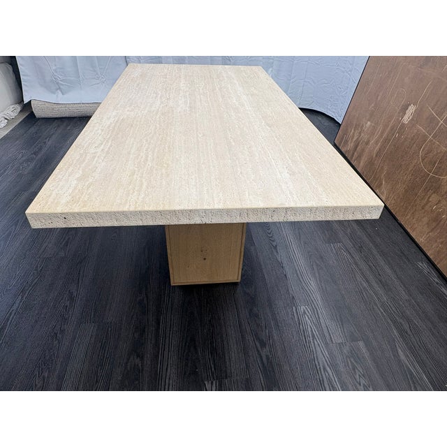 Rh Lumi Rectangular Dining Table 72" | Light Oak | Turkish Travertine For Sale - Image 15 of 18