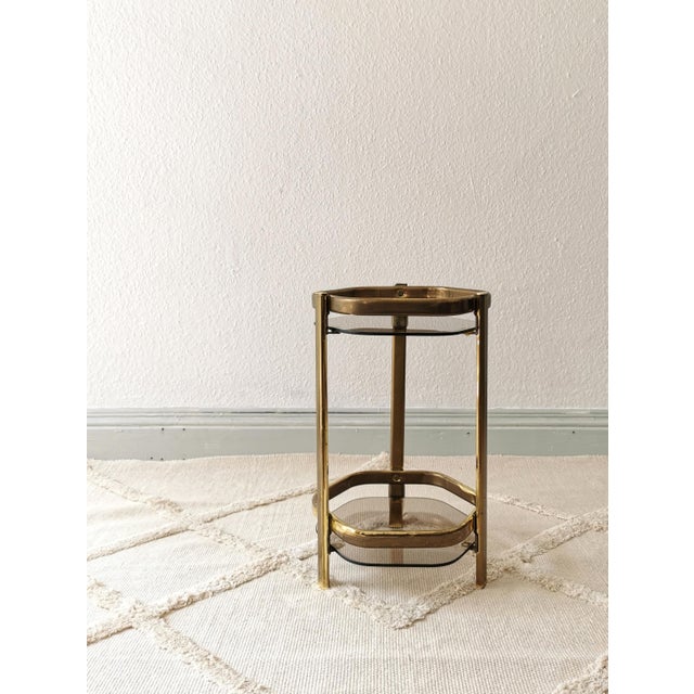 Brown Vintage Hollywood Regency Side Table in Gold and Smoked Glass, 1970s For Sale - Image 8 of 8