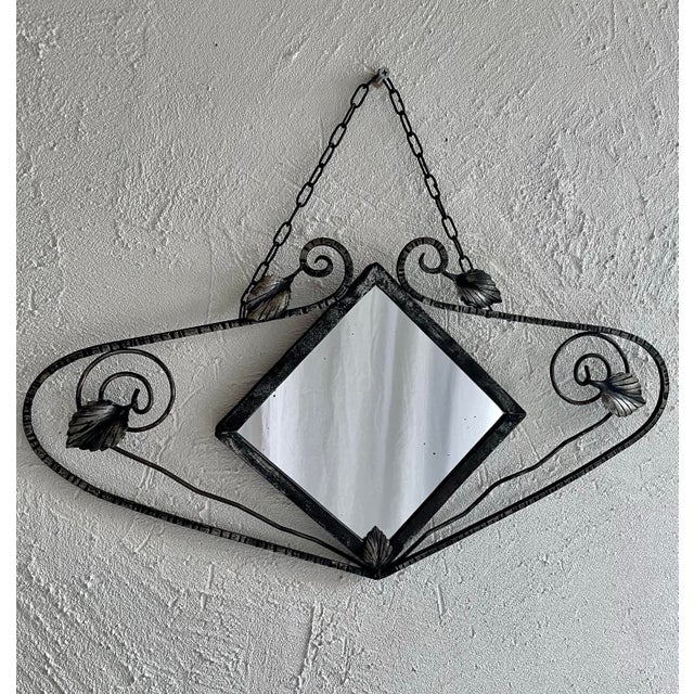 Black French Art Deco Mirror in Wrought Iron, 1930s For Sale - Image 8 of 8