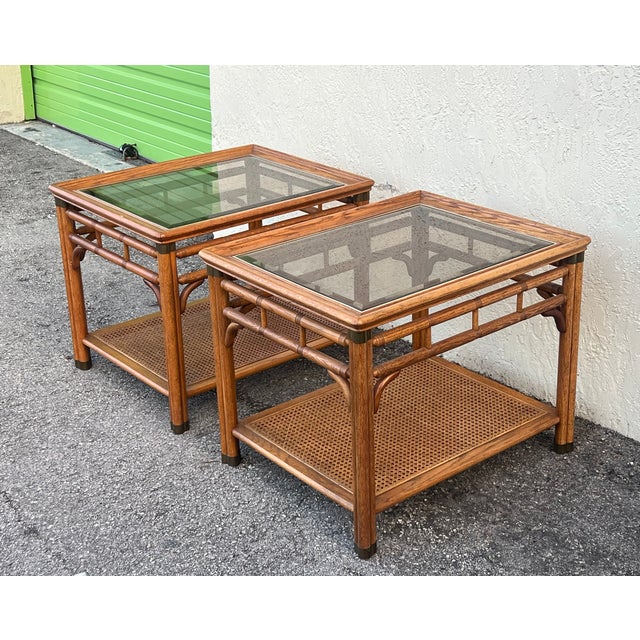 Late 20s Century Faux Bamboo Walnut Side Tables For Sale - Image 10 of 17