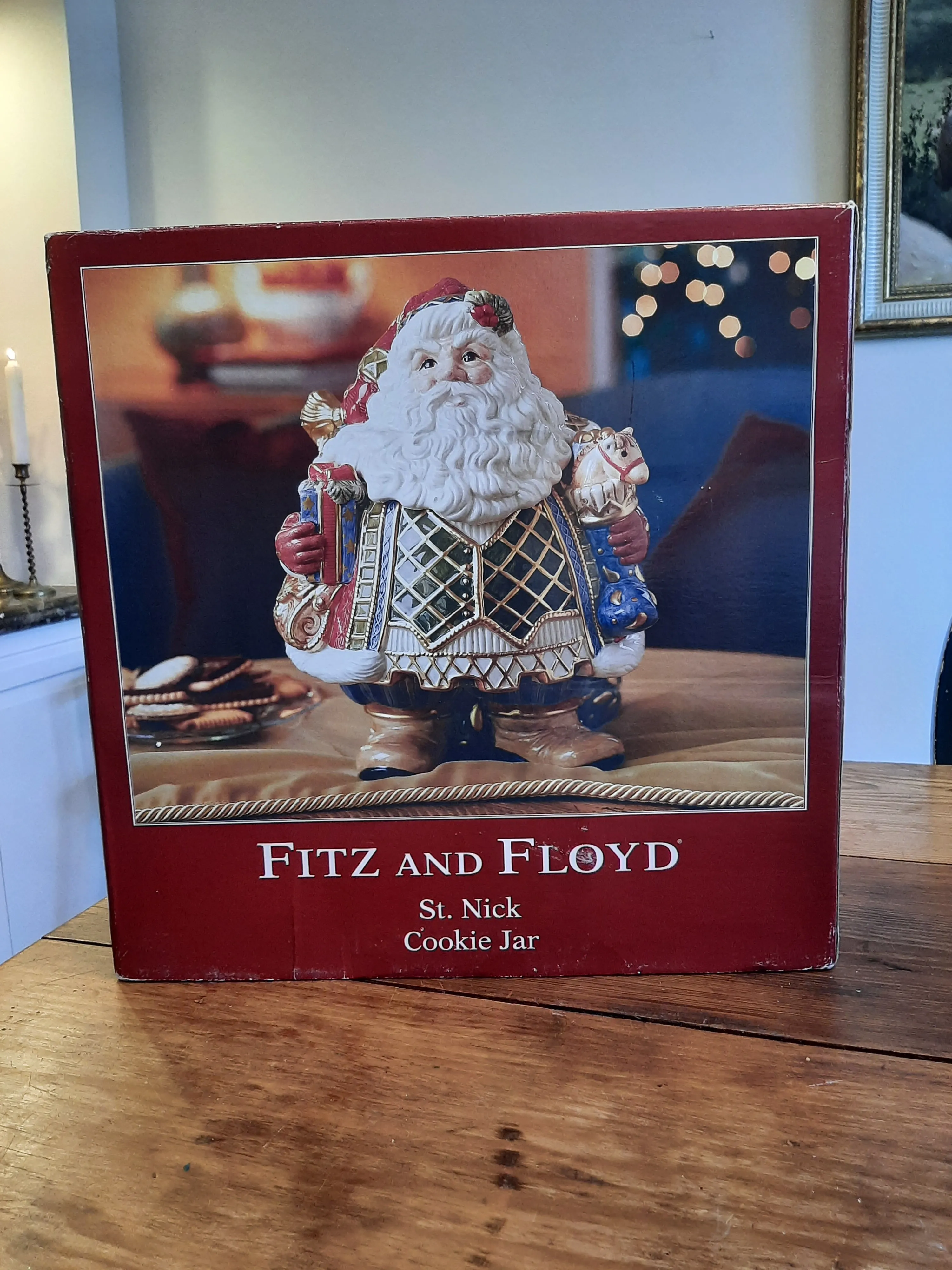 Retired Fitz & Floyd Santa Christmas Cookie Jar St Nick | Chairish