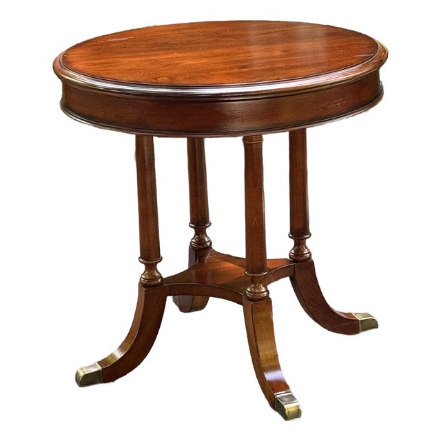 Vintage Solid Cherry Regency Round End Table For Sale