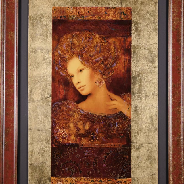 Renaissance 2000 Csaba Markus "Veronika" Artist Hand Signed and Numbered & Embellished Limited Edition Serigraph 169/225 Exquisitely Framed and Matted For Sale - Image 3 of 7