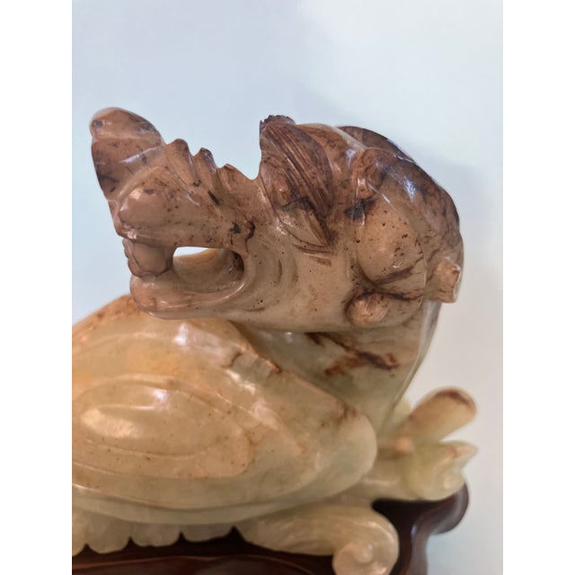 Chinese Late 19th Century Multi Colored Jade Dragon Sculpture With Stand. For Sale - Image 3 of 17