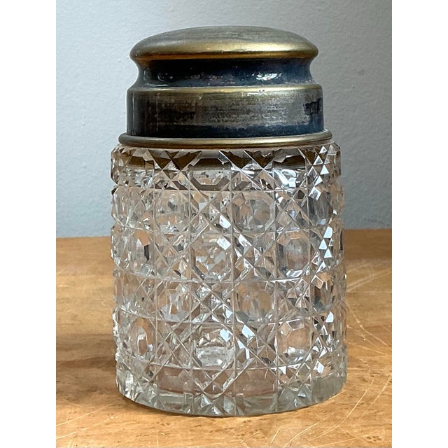 Antique Monogrammed Metal Topped Glass Vanity Jar For Sale - Image 18 of 18