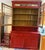 Farmhouse Mercantile Large Red Sideboard Buffet and Hutch With Accompanying Red Four Step Step Stool - Set of 3 For Sale - Image 3 of 9