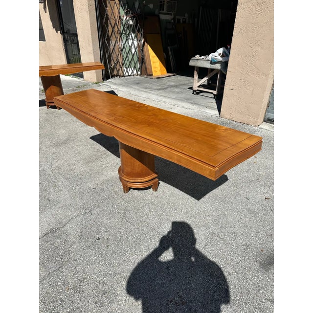 1940s French Art Deco Sycamore Mother-of- Pearl Console Table - A Pair For Sale - Image 12 of 15