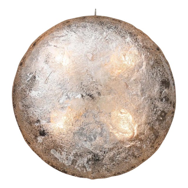 Mid-Century Modern Frosted Ice Glass Ceiling Light from Kaiser Leuchten, Germany, 1960s For Sale