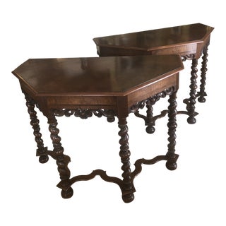 1940s Barley Twist Console Tables - a Pair For Sale