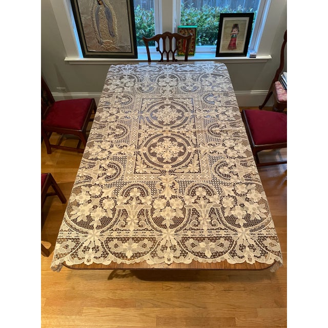 Vintage French Lace Point De Venise Tablecloth For Sale - Image 13 of 13