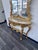 Grand French Rococo Gold Leaf Console Table With Ornate Mirror & Light Marble Top – Luxury Entryway Set For Sale - Image 4 of 6